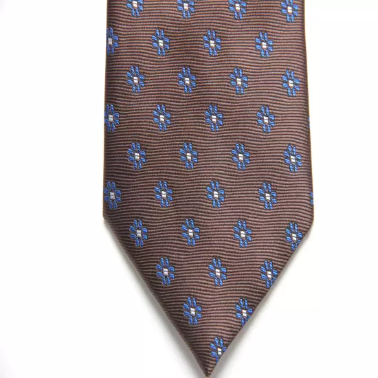 New Classic Polka Dot Brown Blue JACQUARD WOVEN 100% Silk Men's Necktie Tie