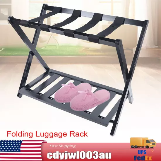 Folding Luggage Suitcase Rack Bamboo Foldable Hotel Shelf Stand Fit Travel Home