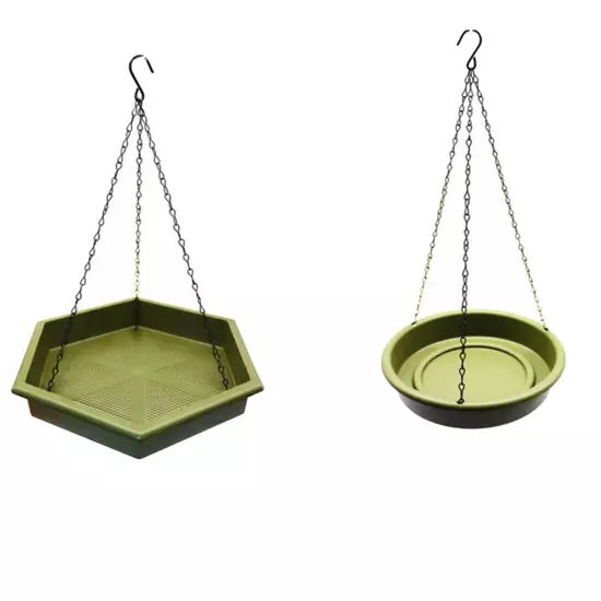 Hanging Bird Feeder Tray with Water Draining Plastic Bird Bath Tray &5616