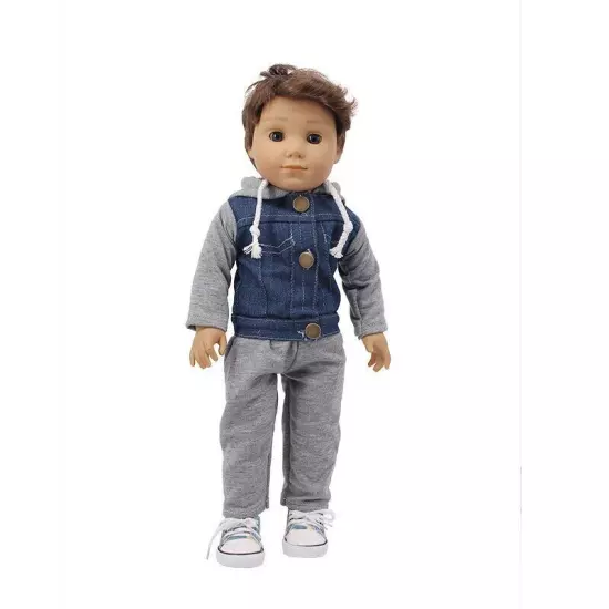 Grey Blue Fashion Clothes Set Fit 18in American Boy Doll Girl Doll Outfit Pants