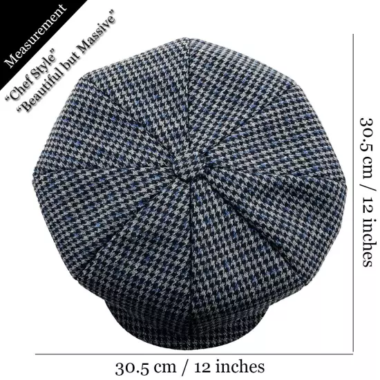 Men's Newsboy Button Top Ascot Ivy Cabbie Hat Gatsby Cap Plaid PU Leather