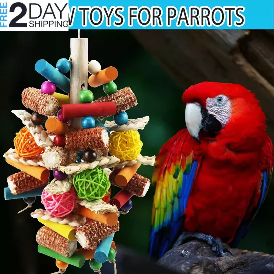 Bird Toys, Parrot Toys for Large Birds, Natural Peppered Wood African Grey Parro