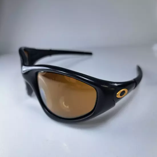 Oakley Straight Jacket Sunglasses, Black Frame, Gold Logo & Lenses