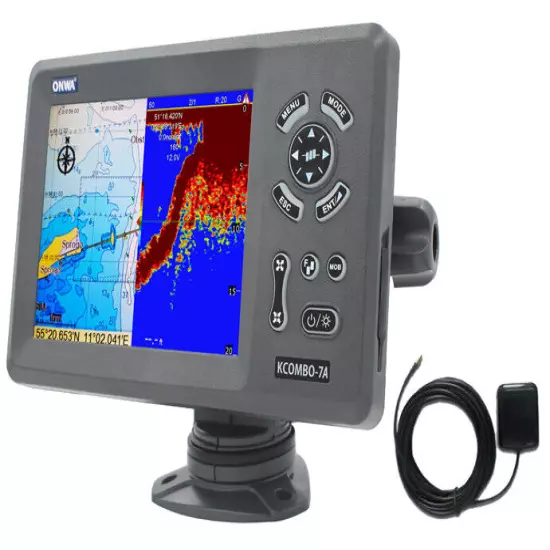 ONWA KCombo-7A: 7" GPS Chart Plotter w/ Fishfinder & Class B+ AIS Transponder