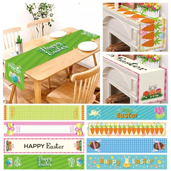 2024 Easter Table Flag Bunny Holiday Linen Printed Table Decoration Flag Heat