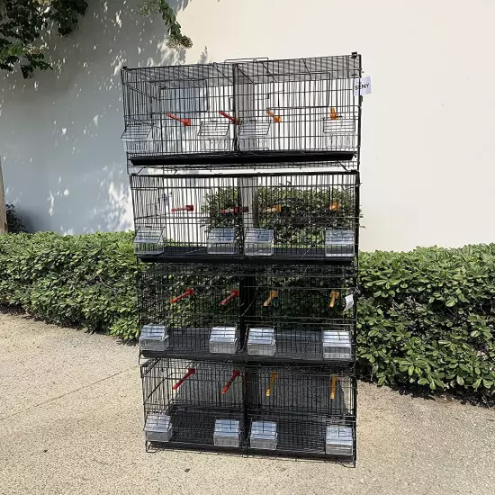 Lot of 4 Stackable Breeding Bird Cage for Canary Finch Small Birds (Black)