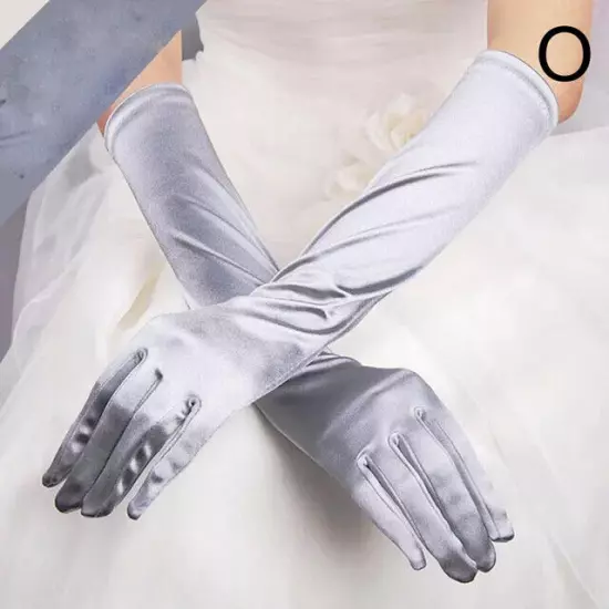 Women's Satin Long Gloves Opera Wedding Bridal Evening Party Prom Costume Glove