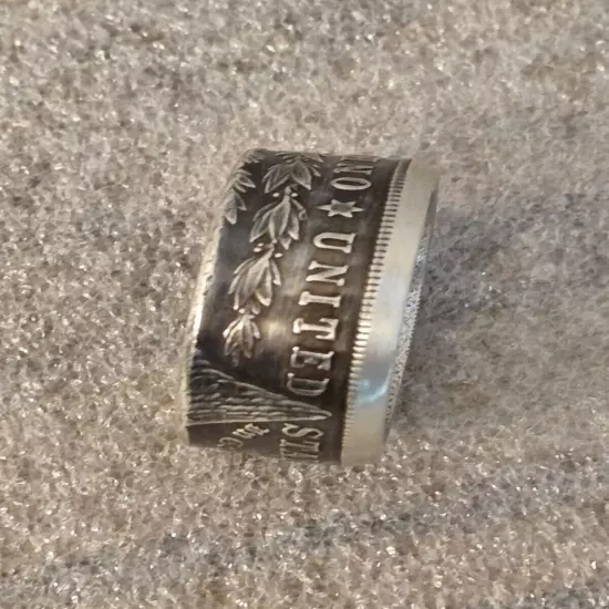 Vintage 1921 D Morgan Dollar .900 Silver Coin Ring Size 10 21 Grams