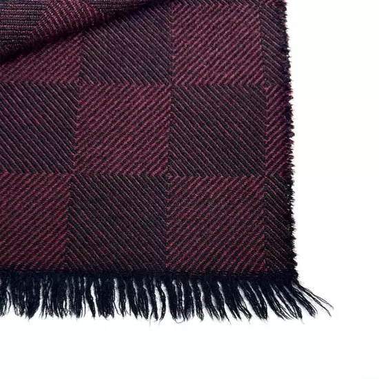 Tweedvale Scotland Worsted Wool Scarf Men’s Black Burgundy