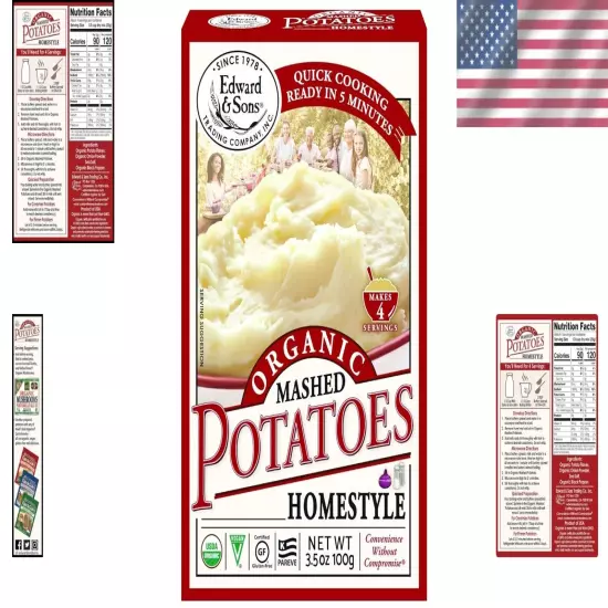 Delicious Vegan Instant Mashed Potatoes - Gluten-Free Home Style Flavor (6 Pack)