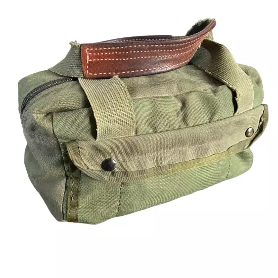 Vintage Shell Bag Canvas Leather Green Travel Small Duffle Hunting Gear EDC