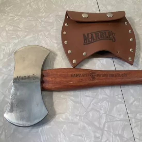 Marble's No.9DB Hunter's Axe Double Bit w/Wood Handle & Leather Belt Sheath