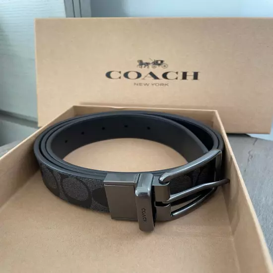 Brand New - Coach Men's Harness Buckle Cut To Size Reversible Belt, 38 Mm