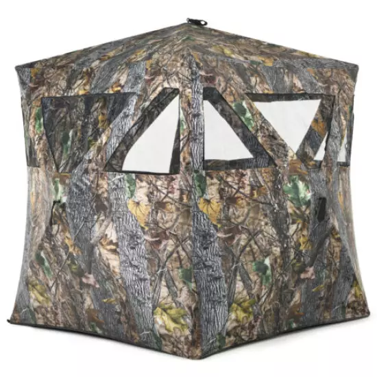 3 Person Portable Hunting Blind Pop-Up Ground Blind w/Tie-downs & Carrying Bag