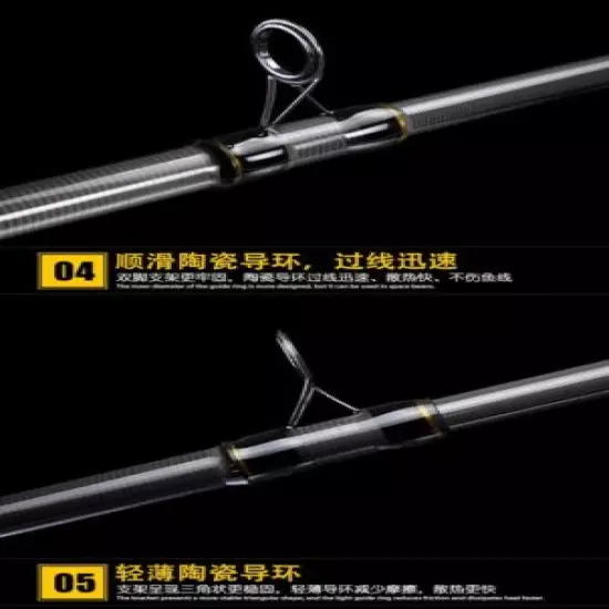 Spinning Fishing Rod Pole Super Fast Carbon Fiber Hard 3-5kg Max Drag Telescopic