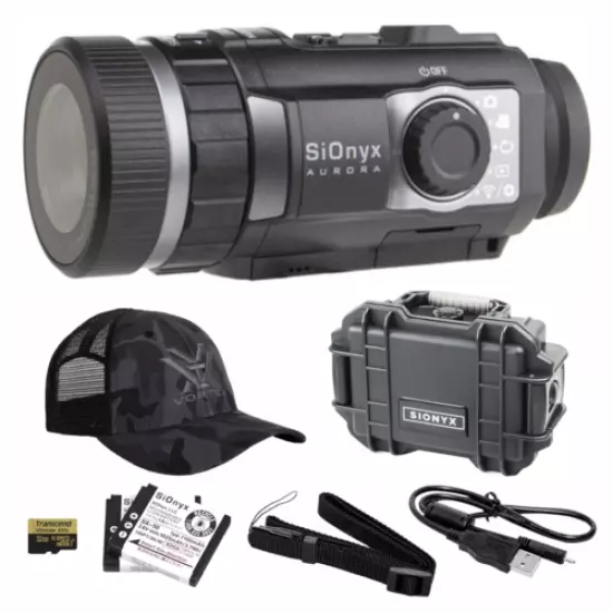 SiOnyx Aurora Black Night Vision Camera with Hard Case and Hat Bundle