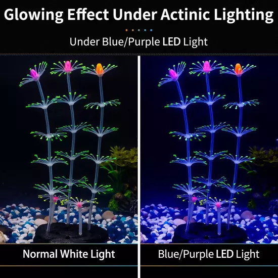 Strip Coral Plant Ornament Glowing Effect Silicone Artificial Decoration for Fis