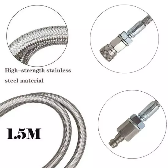 Inflation Hose 4500 PSI 60\" Stainless Steel Braided Hose High Pressure