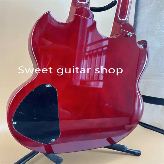 Red Electric Guitar SG Double Wine 6+12-Strings HH Pickup Fixed Bridge Fast Ship