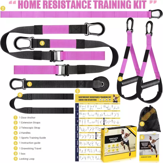 Home Resistance Training Kit, Adjustable Full Body Workout Strap Resistance Trai