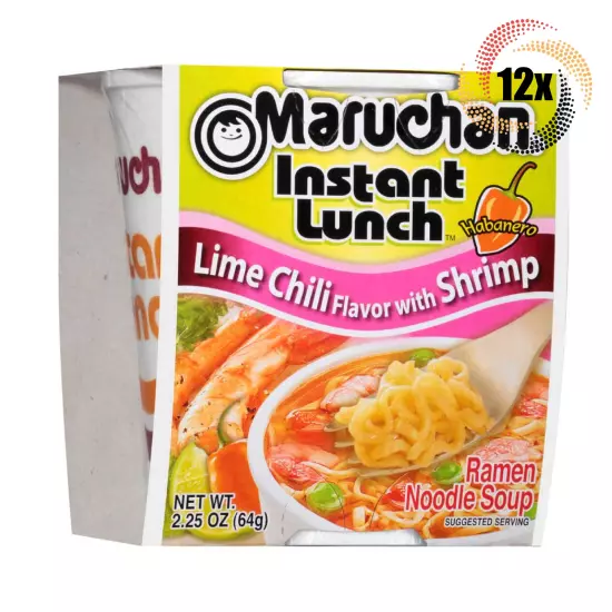 12x Cups Maruchan Instant Lunch Lime Chili With Shrimp Ramen Noodles | 2.25oz