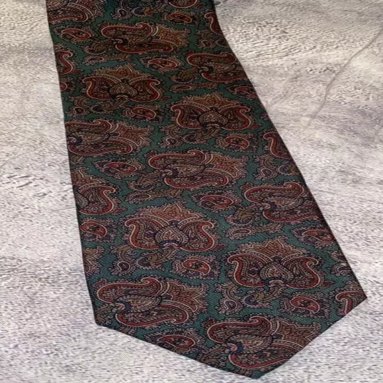 Vintage Brooks Brothers Maker 100% All Silk Paisley Geometric Tie Necktie USA