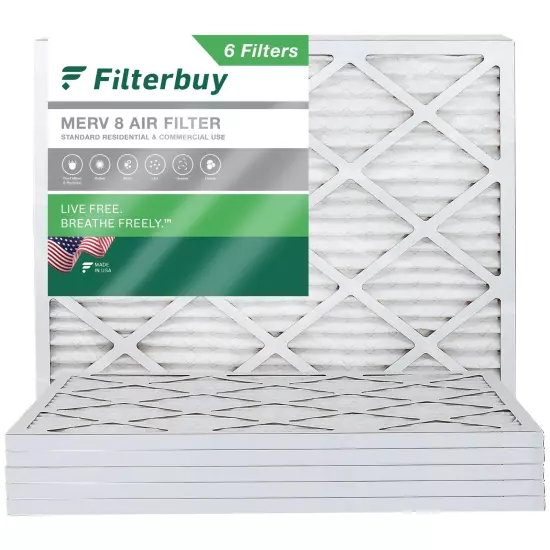 Filterbuy 20x23x1 Pleated Air Filters, Replacement for HVAC AC Furnace (MERV 8)