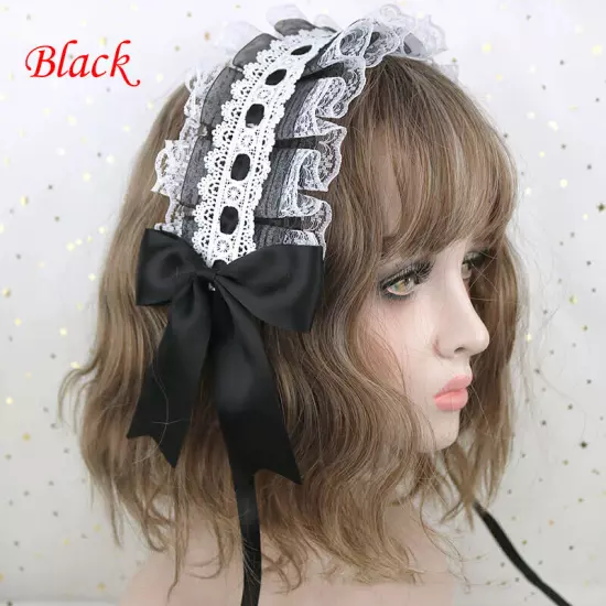 Lolita Lace Hair Hoop Women Girl Cosplay Headband Women Bowknot Hair Accessory