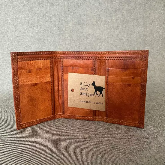 Leather Wallet Trifold **40% OFF** WM3 Tri-fold Cash Cards Handmade Goat