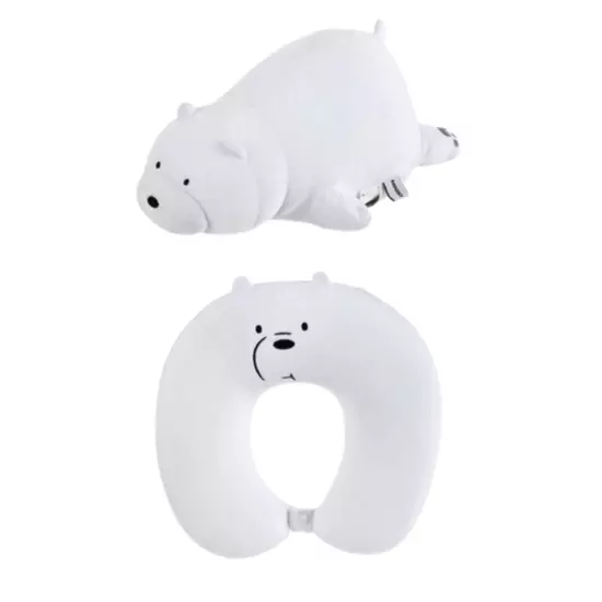 Miniso Pillow Neck Travel Plush We Bare Bears Support Head Panda Gizzly Ice Bear