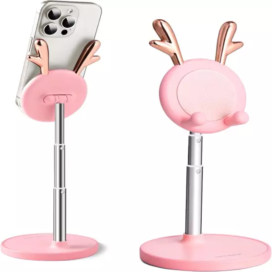 Cute Cell Phone Stand, Adjustable Deer Ears Phone Stand for Desk, Phone Holder S