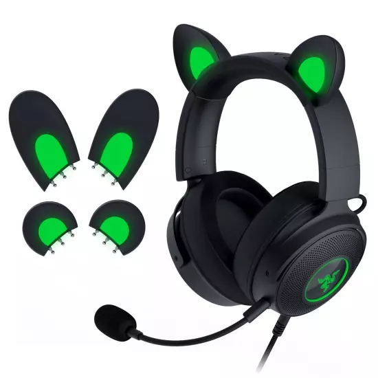 Kraken Kitty V2 Pro Black 4 Interchangeable Wired Gaming Headsets with Cat/Bear/