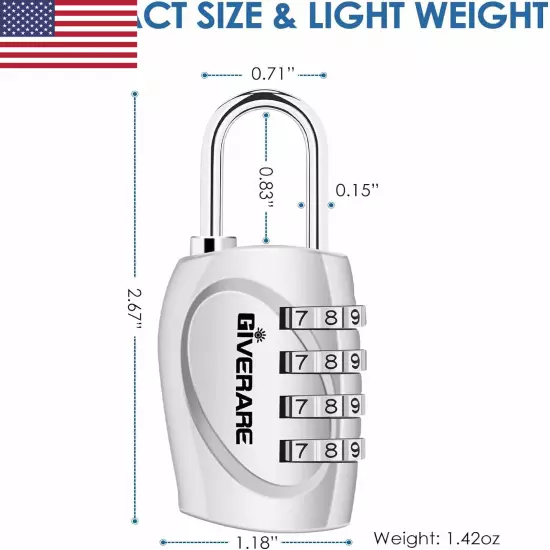 2 Pack Combination Lock, 4-Digit Padlock Keyless, Resettable Luggage L