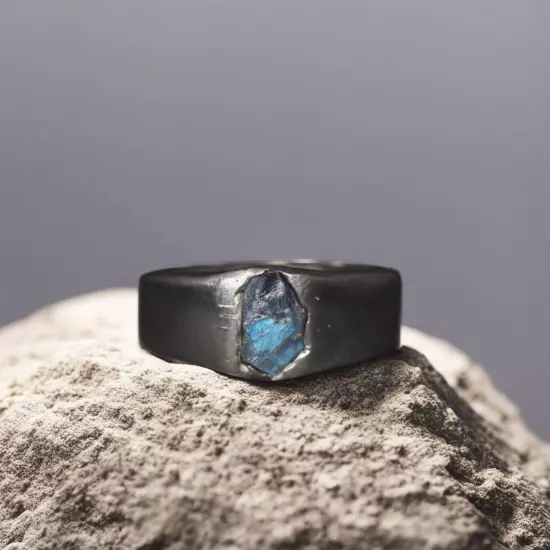 Natural Rough Labradorite Ring, 925 Sterling Silver Ring, Men's Labradorite Ring