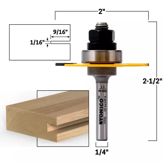 1/16" Slotting Cutter Router Bit Assembly - 1/4" Shank - Yonico 12101q