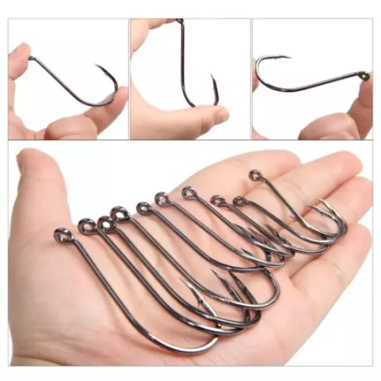 100pcs Octopus Fishing Circle Hooks 8299 High-carbon Steel Black Hook Saltwater