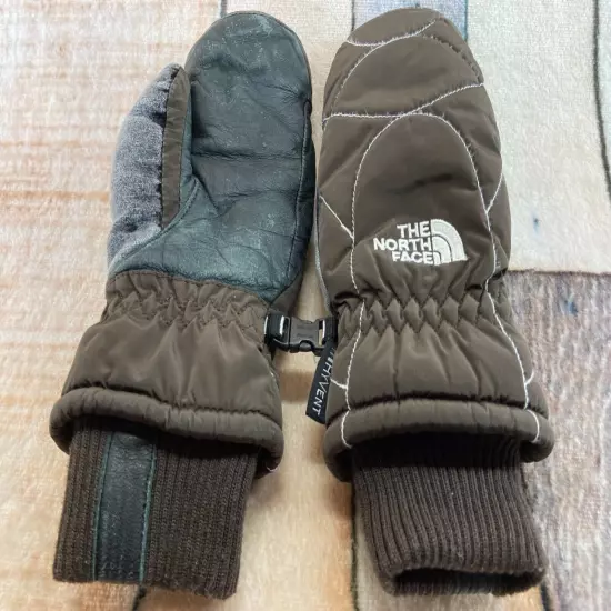 The North Face HyVent Fleece Lined Snow Ski Mittens Womens Size X-Small XS Brown