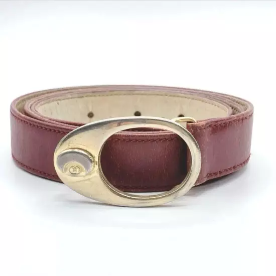 Gucci Belt Leather Bordeaux Gold 3 Holes Women Narrow 80/32 USED