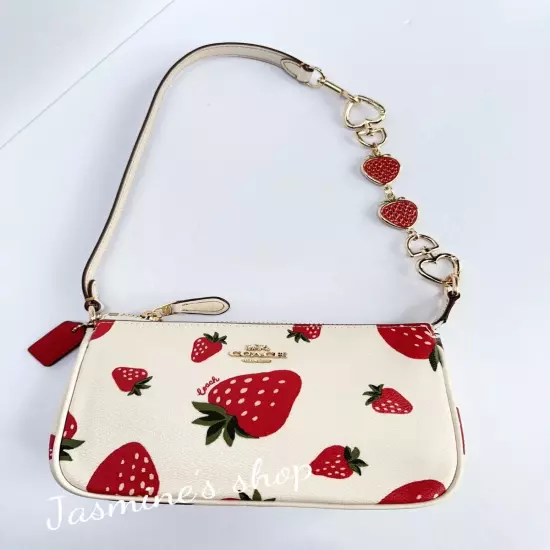 NWT Coach Nolita 19 With Wild Strawberry Print CH533 + Free Chain