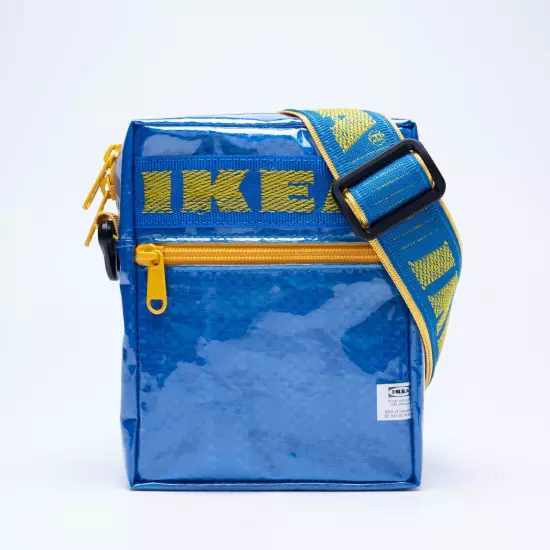 Upcycled ikea frakta blue bag all handmade shoulder bag