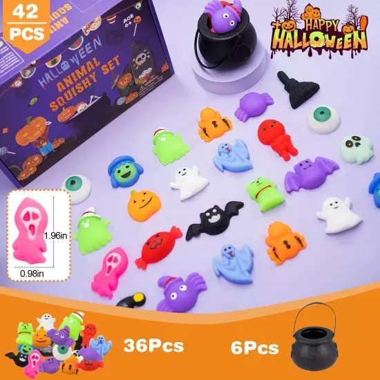 Halloween Party Favors, 36 Pcs Mochi Squishy Toys with 6 Plastic... 