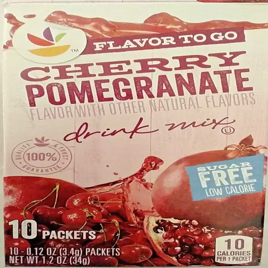 Flavor-To-Go Cherry Pomegranate Drink Mix, Sugar Free, BB10/25, Lot of 90 Packet