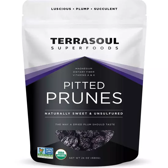 Organic Dried Plums Pitted Prunes, 1.5 Lbs - Fiber | Vitamin K | Preservative Fr