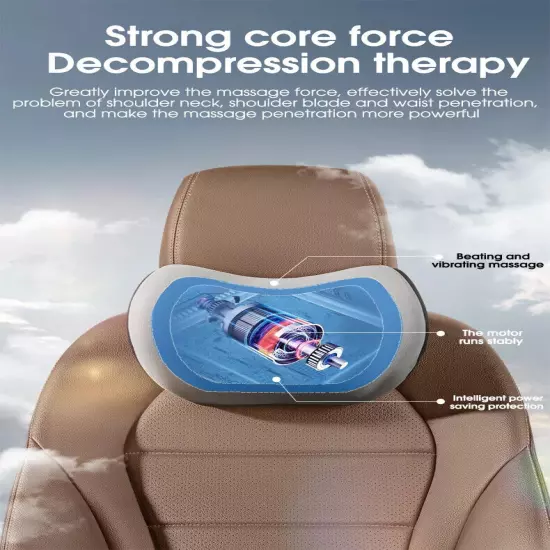 Car Electric Massage Neck Pillow Cushion Headrest Support Lumbar Back Cushion