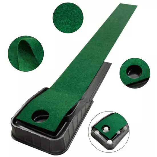 Golf Putting Green 7.33FT*1FTPuttingTrainer Mini Golf Mat with Auto Ball Return