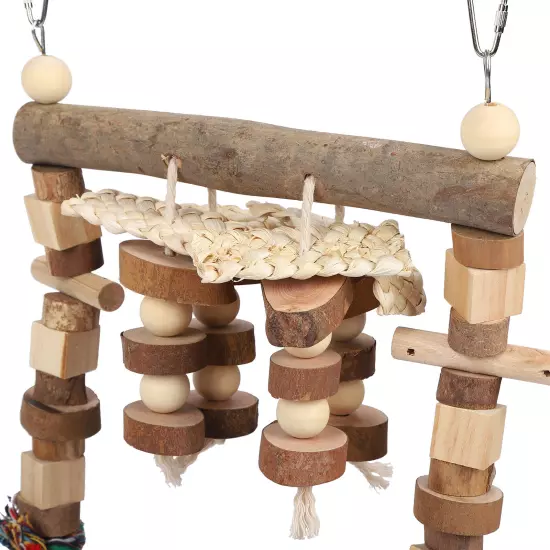 Bird Ladder Bridge Swing Chewing Toys Natural Logs Cage Accessories F AD5