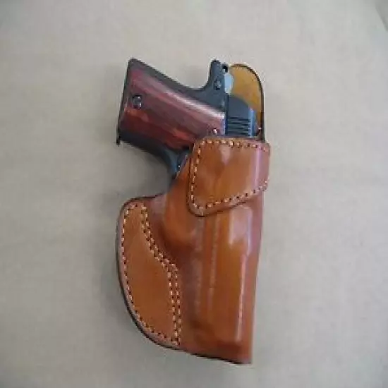 Rock Island Baby Rock 380 Leather Clip On OWB Belt Conceal Holster CCW - TAN RH