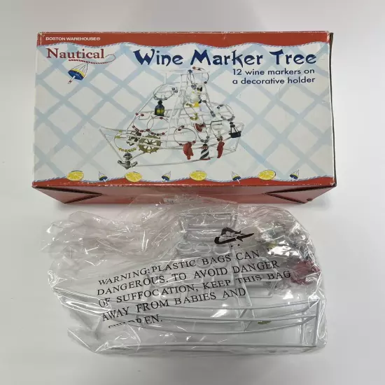 Boston Warehouse Nautical Wine Marker Tree W/ 12 Markers