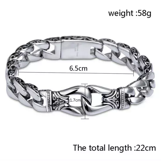 Men's Heavy Sturdy Stainless Steel Motorcycle Biker Chain Bracelet Wristband USA