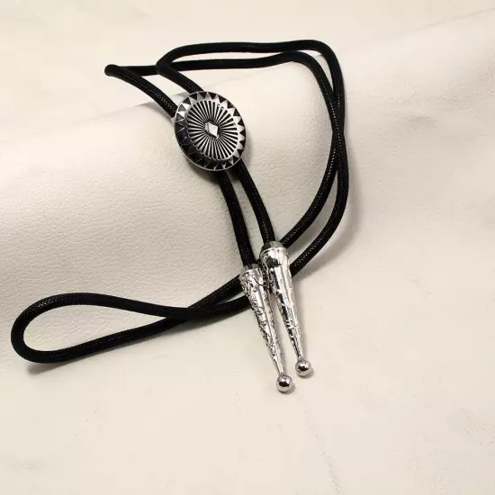 Vintage Bolo Tie Western Cowboy U-shaped letter A Necklace PU Rope Alloy Party